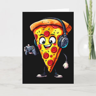 Cartão Pizza de comida engraçada para jogadores de videog