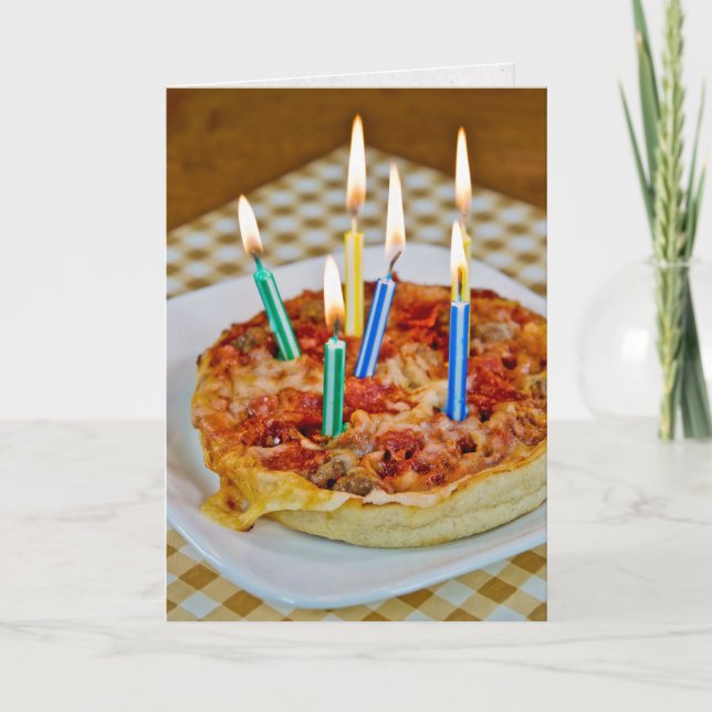 Cartão Pizza e Velas de Aniversário (Frente)