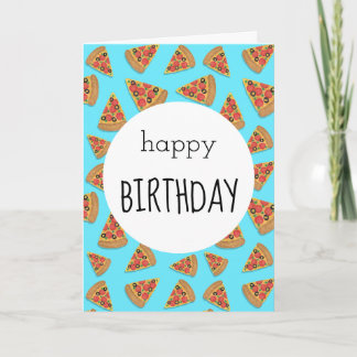 Cartão Pizza Party Birthday Card Blue