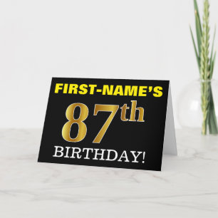 Cartão Placa "87.º ANIVERSÁRIO", Dourada, Imitação