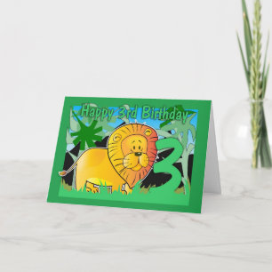 Cartão Placa aniversário de 3 anos - Leão