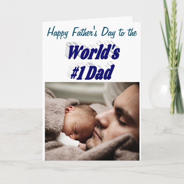 Cartão Placa azul escura de fotografia do Dia de os pais  (Frente)