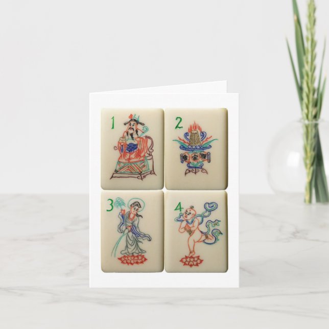 Cartão Placa azulejos de flores (Frente)