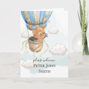 Cartão Placa Balão de Ar Quente do Urso Teddy