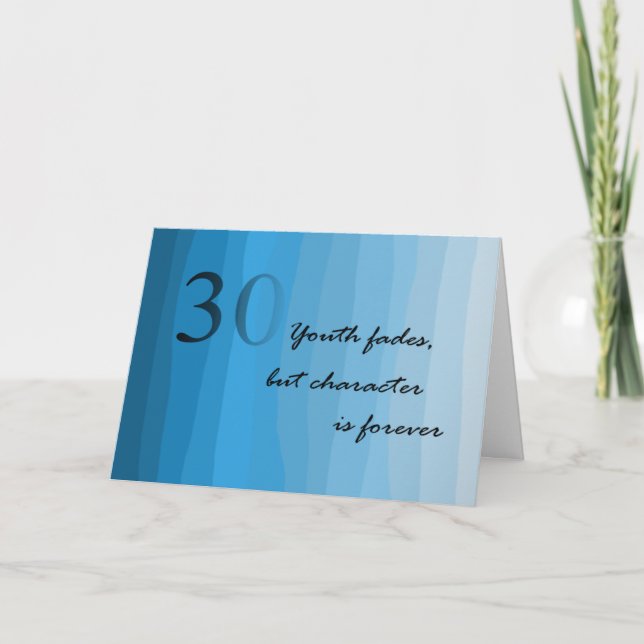 Cartão Placa Blues de aniversário de 30 anos Feliz (Frente)