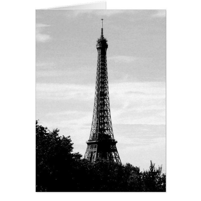 Cartão Placa branca e preto Torre Eiffel (Frente)