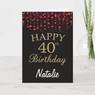 Cartão Placa brilhante aniversário de 40 anos Vermelha Pr