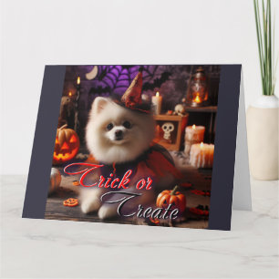 Cartão Placa com um impressão de Pomeran branco