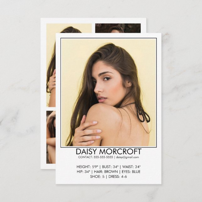 Cartão Placa comp de Foto do Ator de Modelo Profissional  (Frente/Verso)