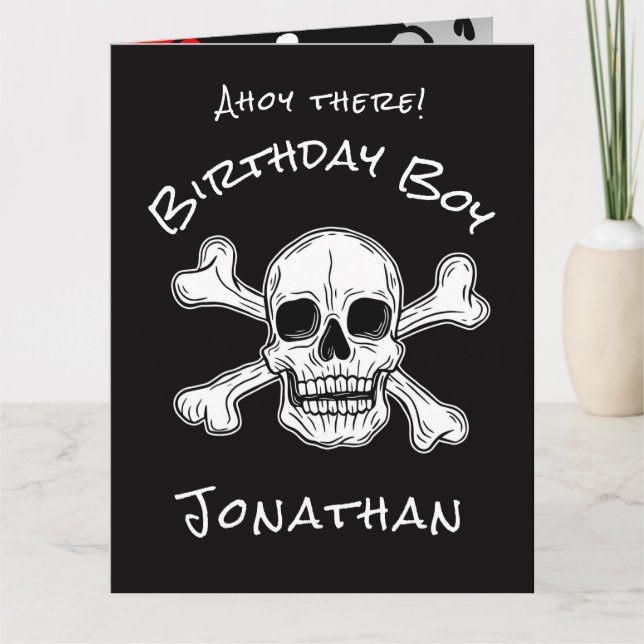 Cartão Placa Crossbones Pirata Preta (Frente)