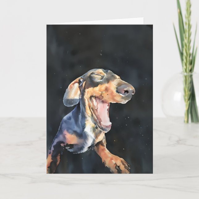 Cartão Placa Dachshund Feliz (Vazio) (Frente)