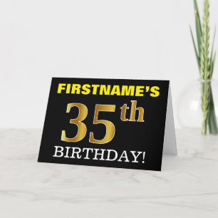 Cartão Placa de "35 ANOS" Dourada, Imitação