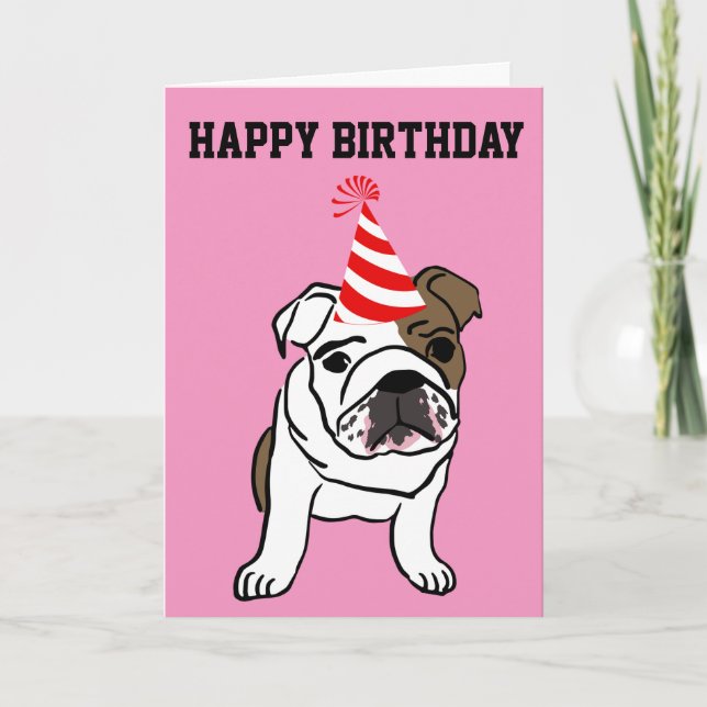 CARTÃO PLACA DE ANIVERSÁRIO BULLDOG CUTE (Frente)