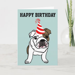 CARTÃO PLACA DE ANIVERSÁRIO BÚLTIPLA INGLESA BULLDOG