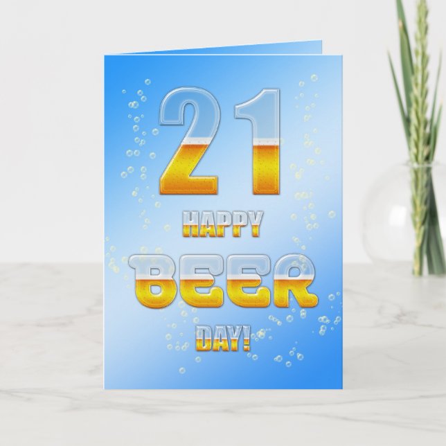 Cartão Placa de aniversário de 21 anos Feliz Dia da Cerve (Frente)