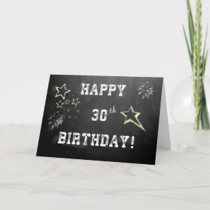 Cartão Placa de aniversário de 30 anos de quadro chalkboa