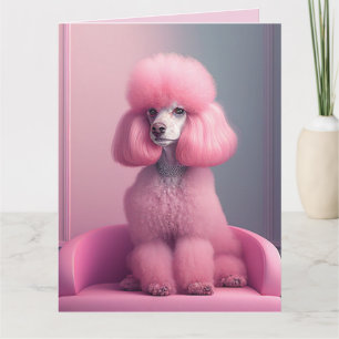 CARTÃO PLACA DE ANIVERSÁRIO DE ARTE DE PINK POODLE