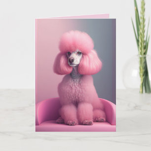 CARTÃO PLACA DE ANIVERSÁRIO DE ARTE DE PINK POODLE