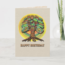 Cartão Placa de aniversário de árvore vibrante