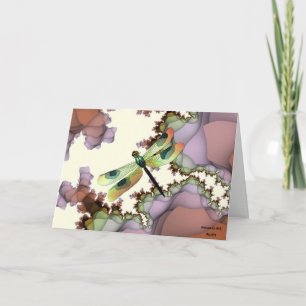 Cartão Placa de aniversário de Dragonfly e Fractals (Gran