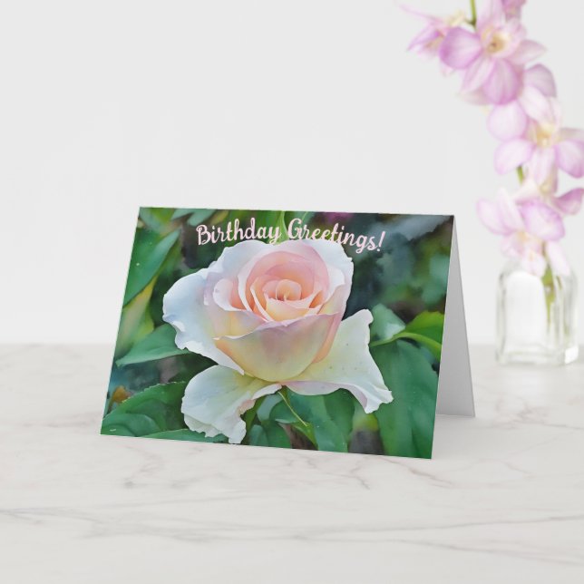 Cartão Placa de aniversário de pintura com Rosa de Flor r (Orquídea)