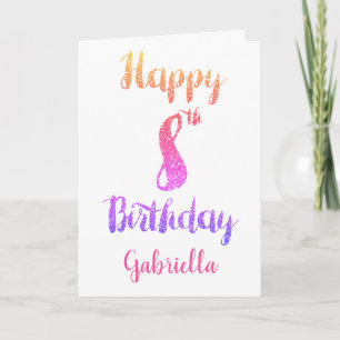 Cartão Placa de Aniversário do 8º Aniversário com bril