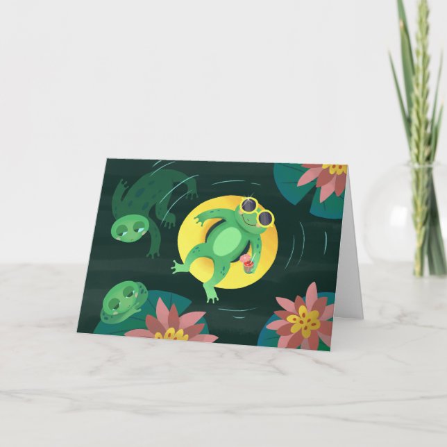 Cartão Placa de Aniversário do Óculos Amarelos Sapos nata (Frente)