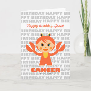 Cartão Placa de Aniversário do Símbolo Zodíaco do cancer