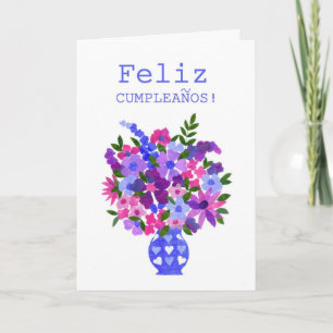 Cartão Placa de aniversário espanhola - Energia da flor
