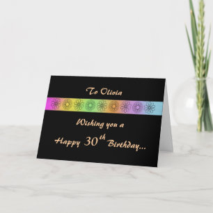Cartão Placa de aniversário personalizável para 30 feli