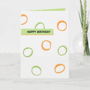 Cartão Placa de Aniversário Verde laranja com Círculos Re