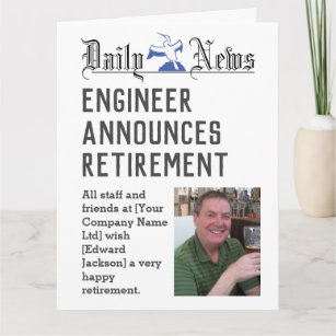 Cartão Placa de aposentadoria do engenheiro para personal