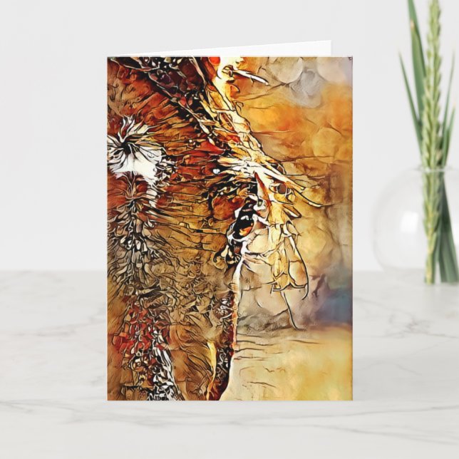 Cartão Placa de Arte com Abstrato de Face Horse 1 (Frente)
