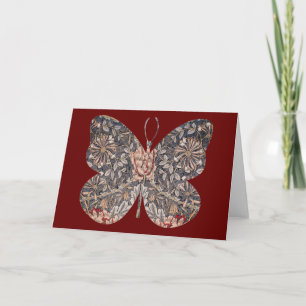 Cartão Placa de Arte Floral Butterfly Vintage Série 11