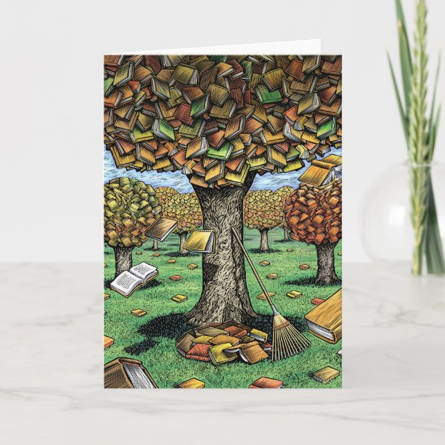 Cartão Placa de Árvore de Livro (Frente)
