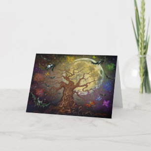 Cartão Placa de Árvore Spooky