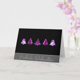 Cartão Placa de árvores de Natal Elegante, preto e rosa