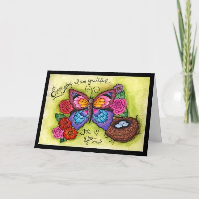 Cartão Placa de Borboleta Grateful (Frente)