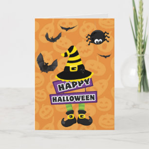 Cartão Placa de Bruxa da Jack O Lantern Halloween