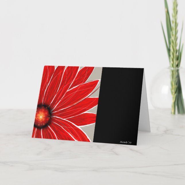 Cartão Placa de Burst de Flor Vermelho (Frente)