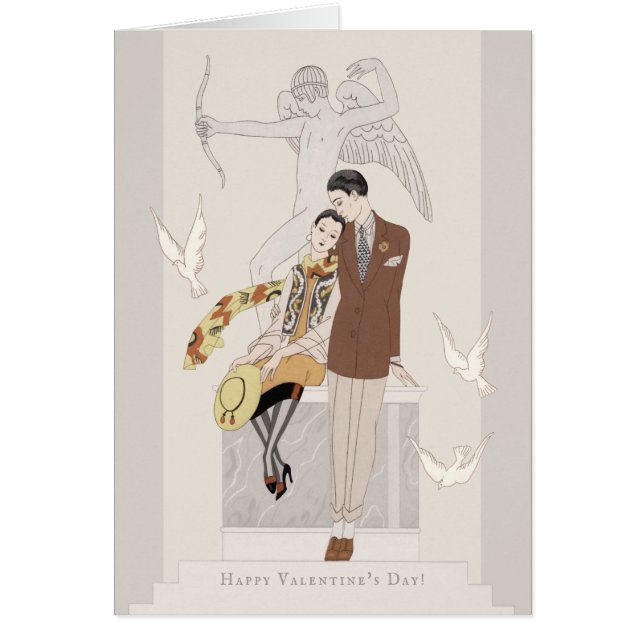 Cartão Placa de casal C1222 do Namorados George Barbier (Frente)