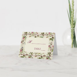 Cartão placa de casamento vintage do jardim rosa