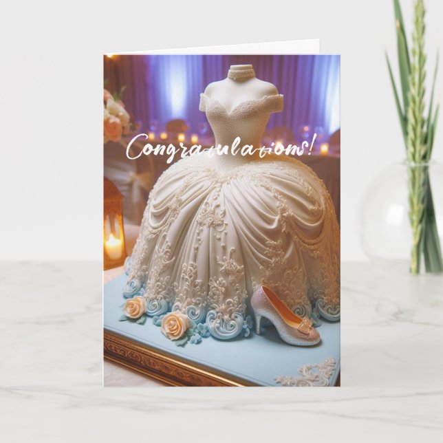 Cartão Placa de Chá de panela Floral Branca parabéns (Frente)