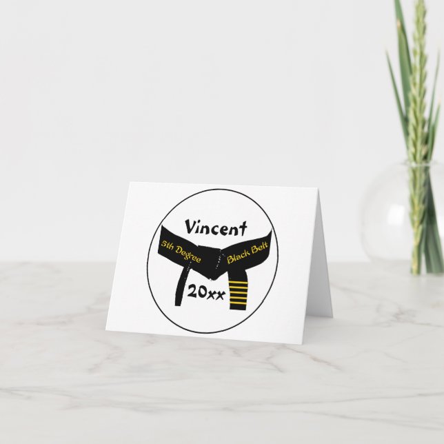 Cartão Placa de cinta preta 5 de grau de artes marciais (Frente)