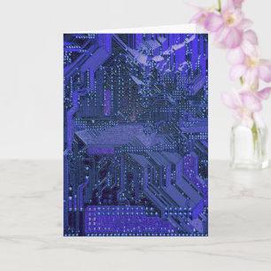Cartão Placa de Circuito Cibernético Azul Arte de Tecnolo