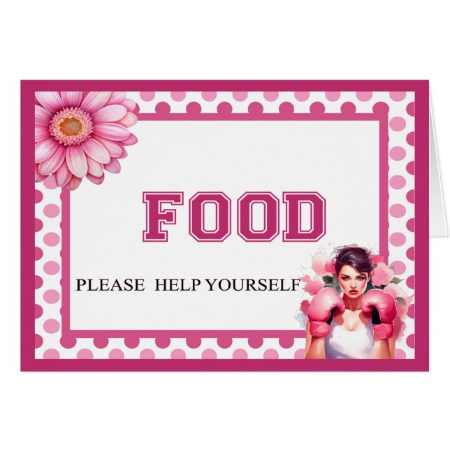 Cartão Placa de Comida de Cancer da mama, rosa e Bonito (Frente horizontal)