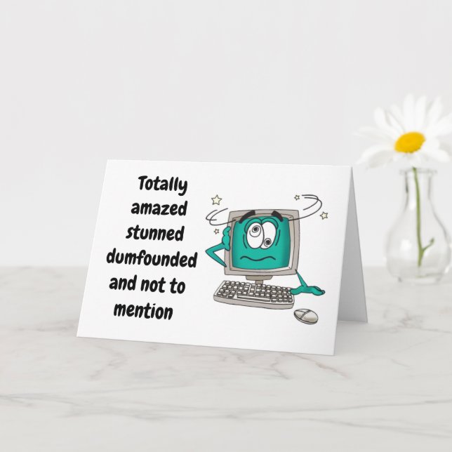 Cartão Placa de COMPUTADOR CONFUSA DE ANIVERSÁRIO "50" (Planta pequena)