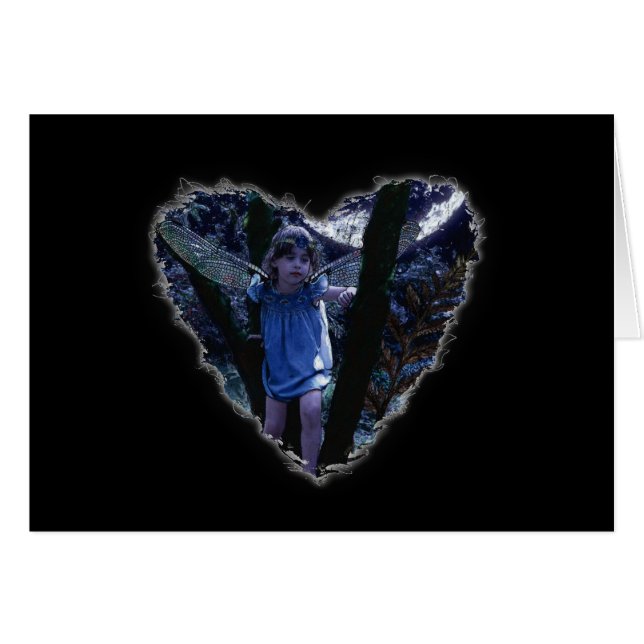 Cartão Placa de Coração de Fada (Frente Horizontal)