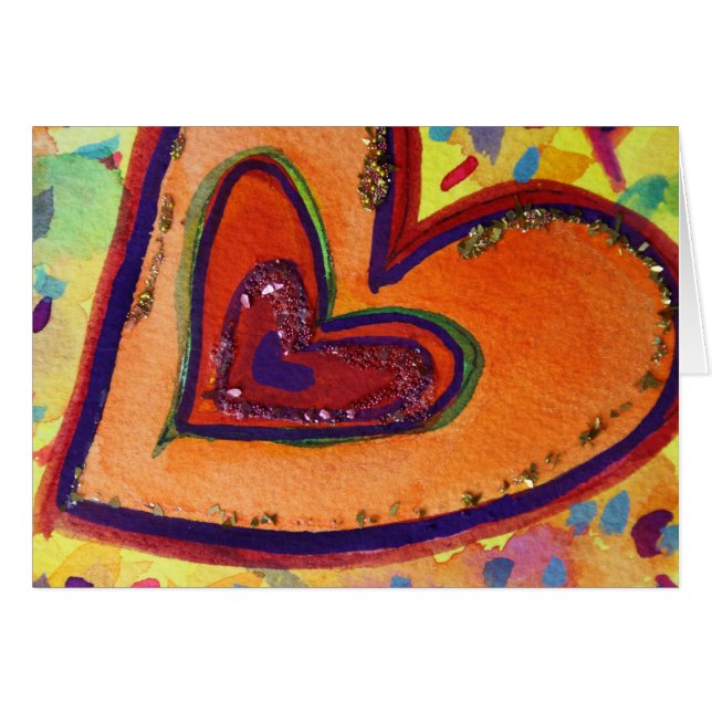 Cartão Placa de Coração Feliz (Frente Horizontal)