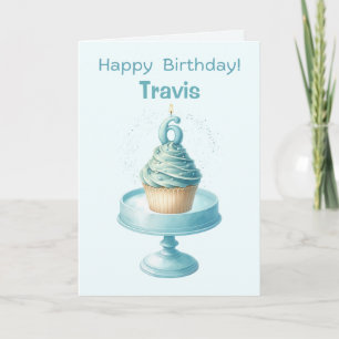 Cartão Placa de Cupcake de aniversário de 6 personalizada